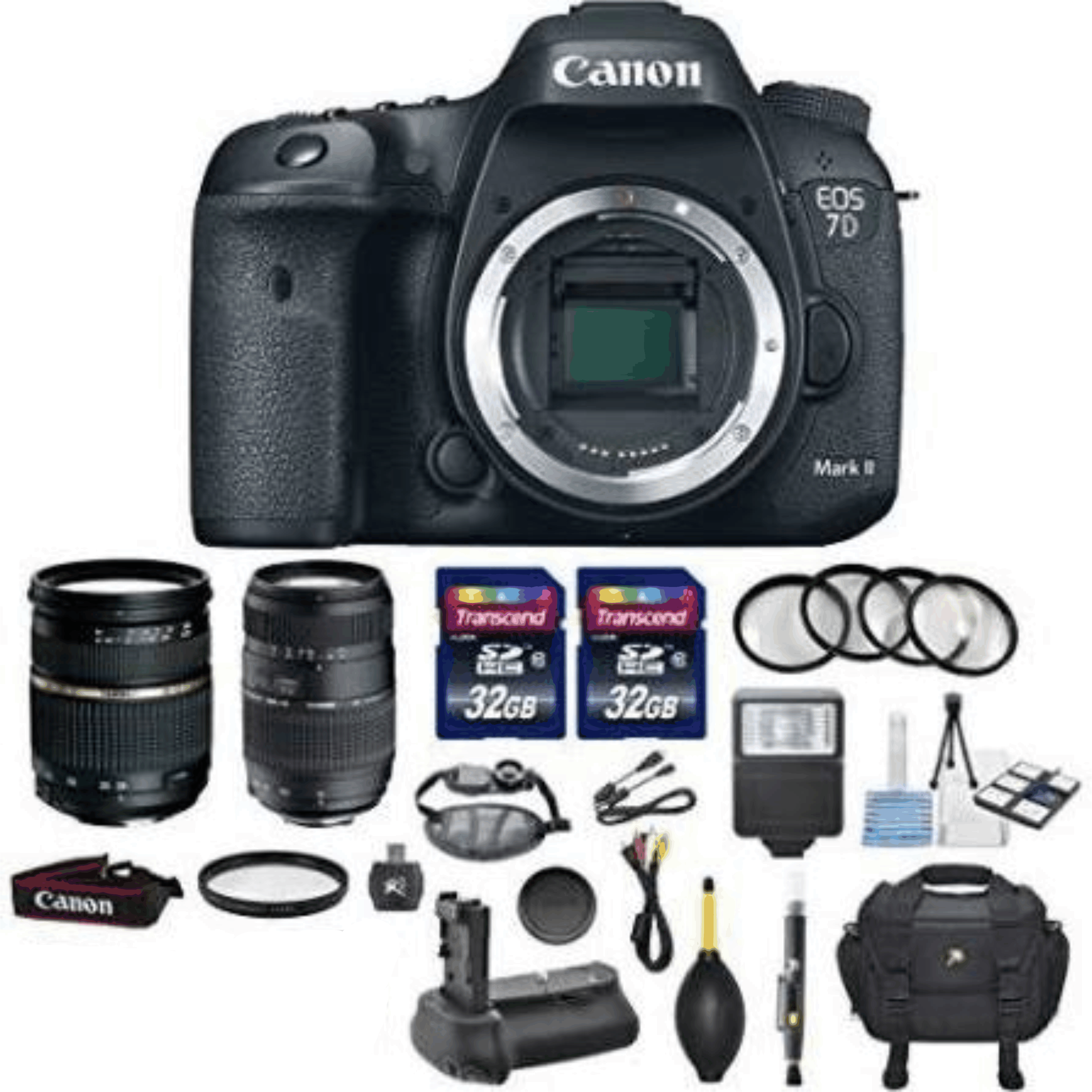 Canon EOS 7D Mark II 20.2MP CMOS Digital SLR DSLR Camera Bundle with Tamron AF 28-75mm f/2.8 Autofocus Lens & Tamron Auto Focus 70-300mm f/4.0-5.6 Di kit 30