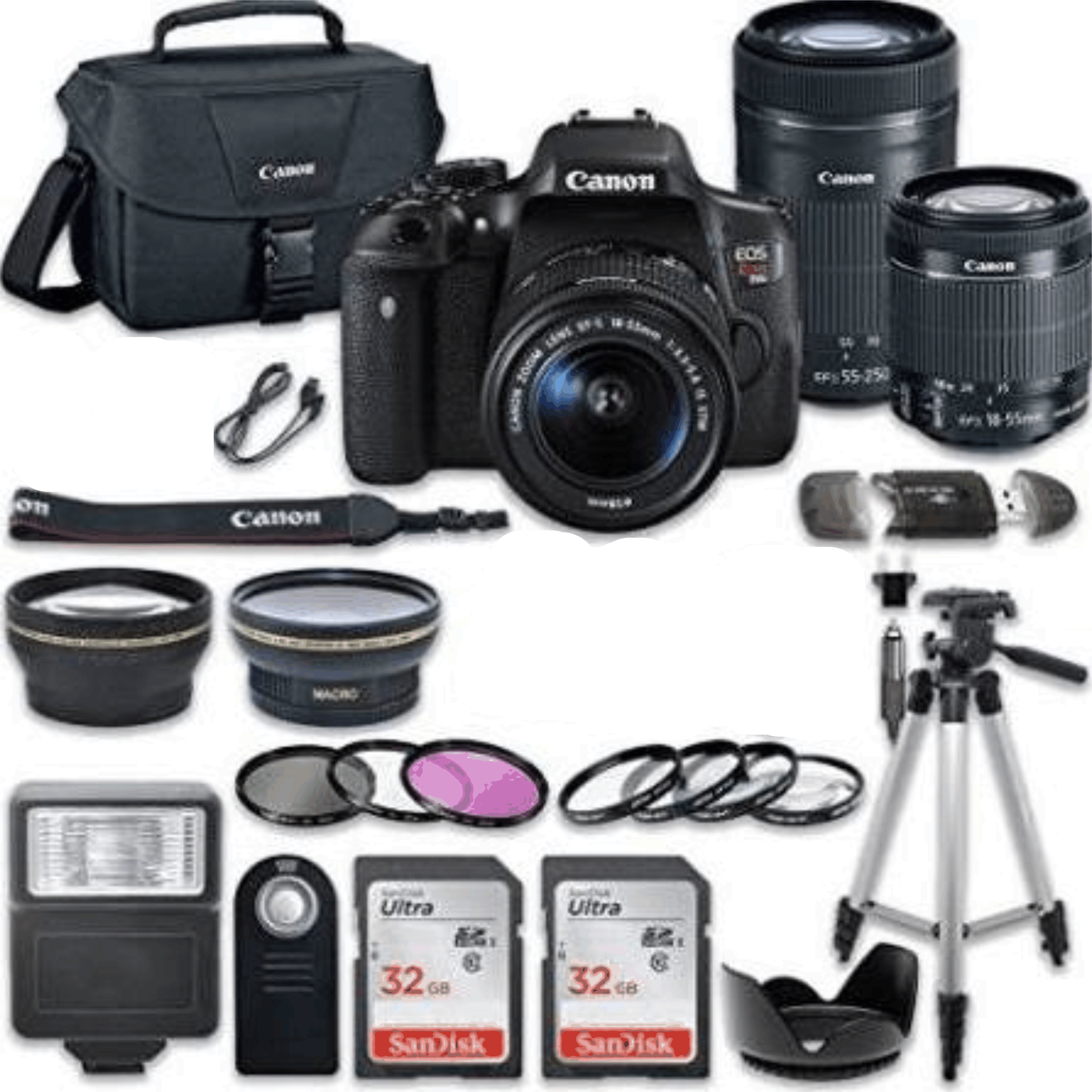 Canon EOS Rebel T6i 24.2 MP Digital SLR Camera Bundle with Canon EF-S 18-55mm f/3.5-5.6 Is STM Lens + Canon EF-S 55-250mm f/4-5.6 Is STM Lens + 2pc kit 31