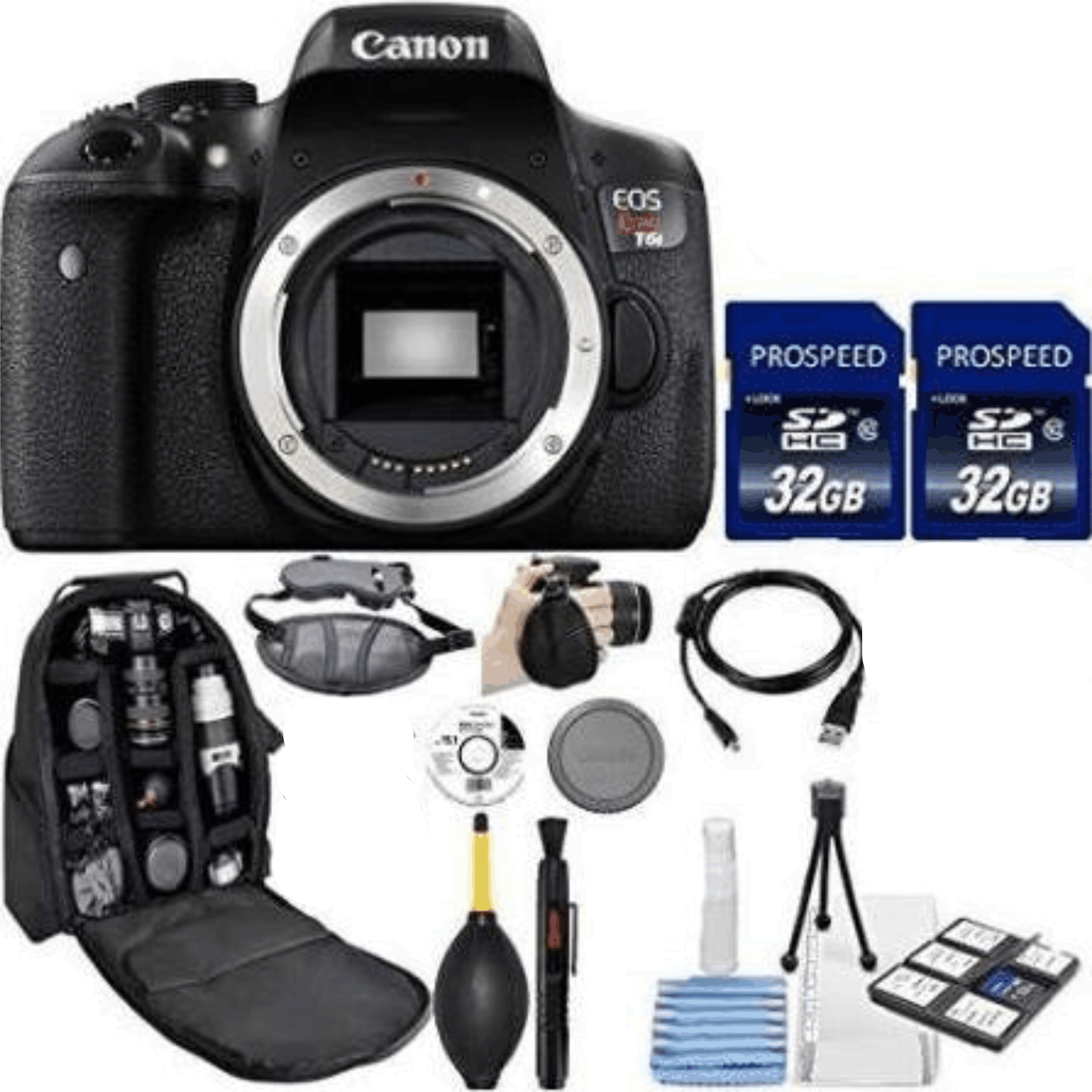 Canon EOS Rebel T6i DSLR Camera (Body only). Kit Includes, 2pcs 32GB kit 32