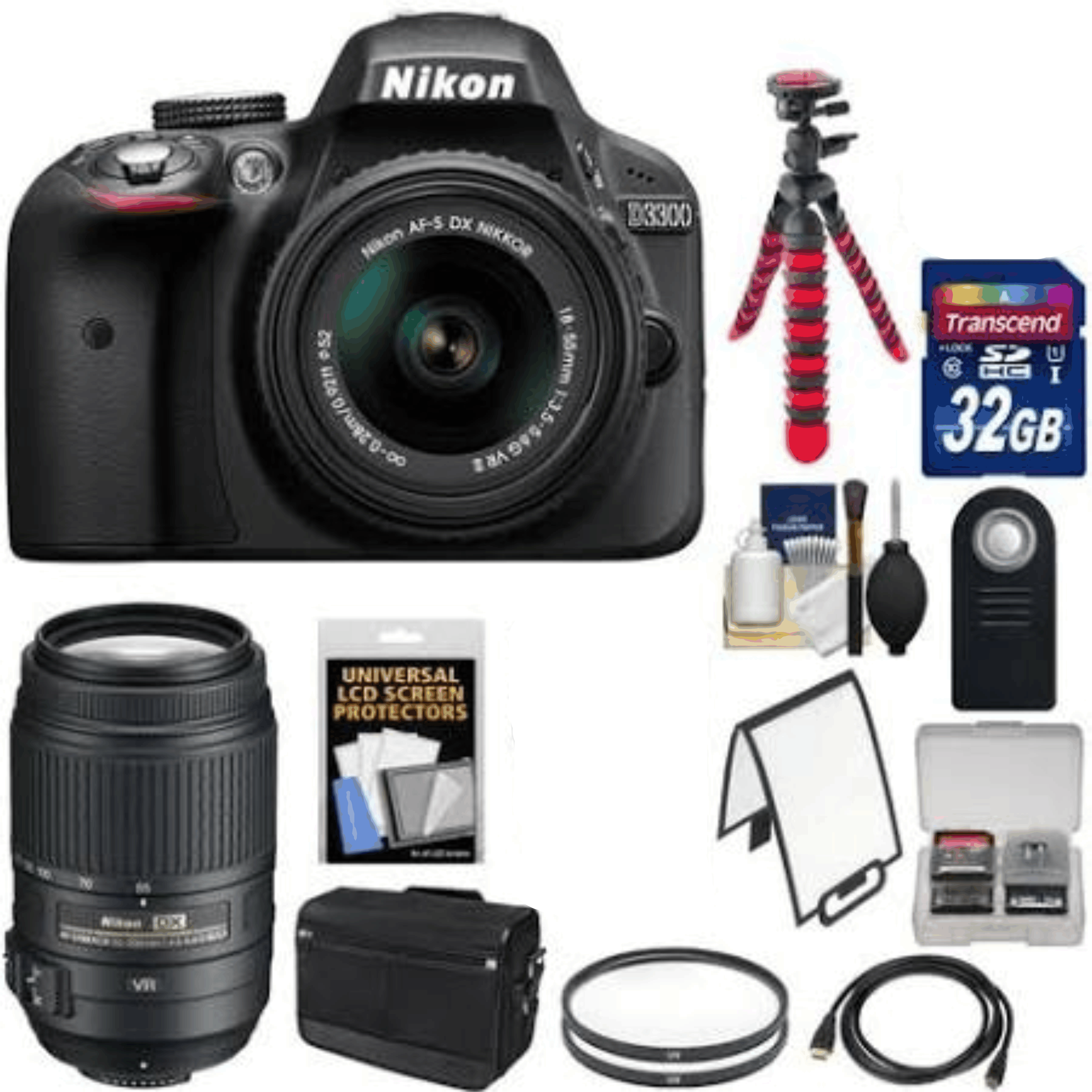 D5200 DSLR Digital Camera + 18-55mm VR + 6.5mm Fisheye + 55-300mm VR + 650-2600mm Lens + 3 Piece Filter Kit + 128GB Memory kit 33