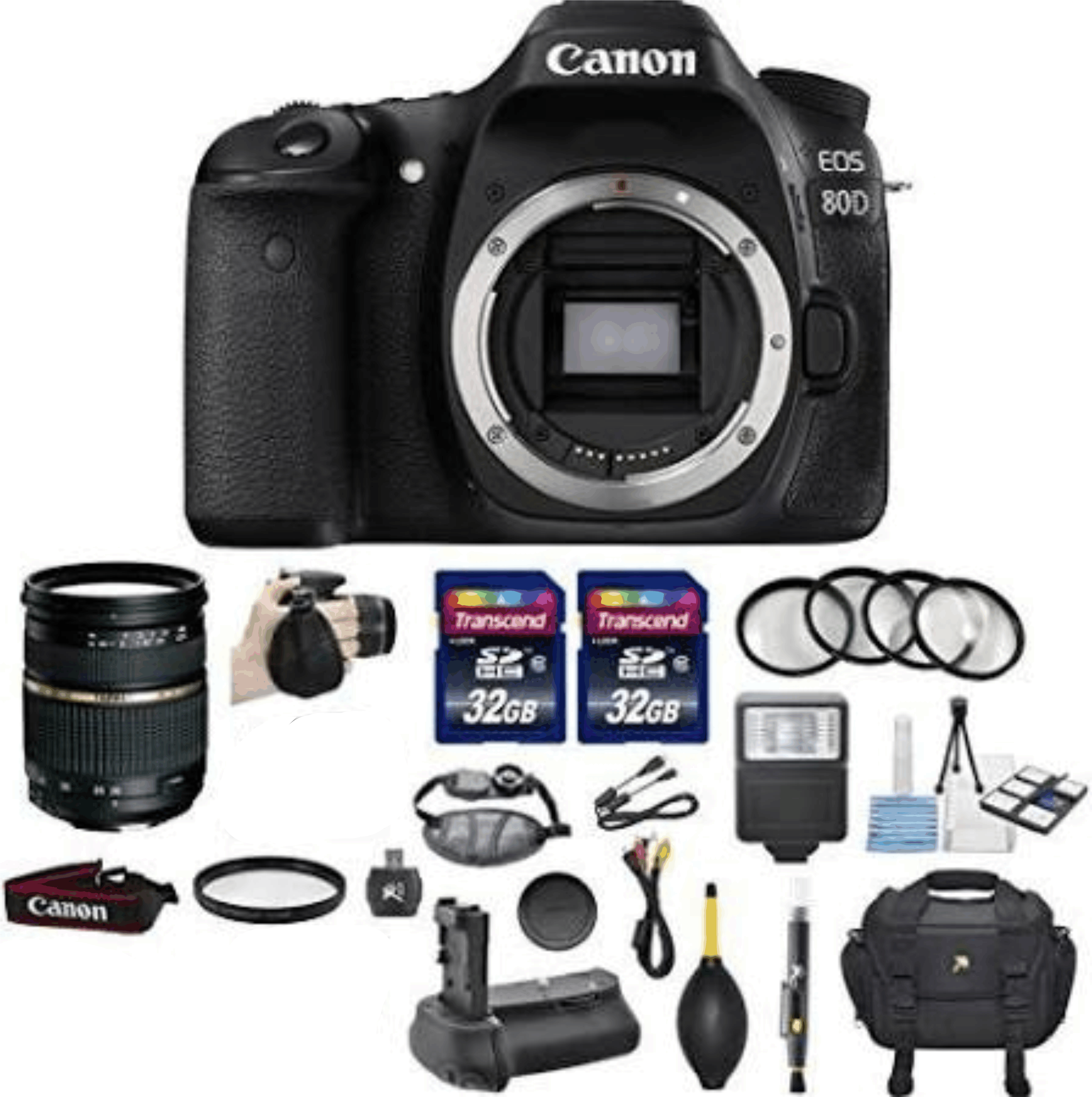 Canon EOS 80D 24.2MP Digital SLR DSLR Camera Bundle with Tamron AF KIT 33