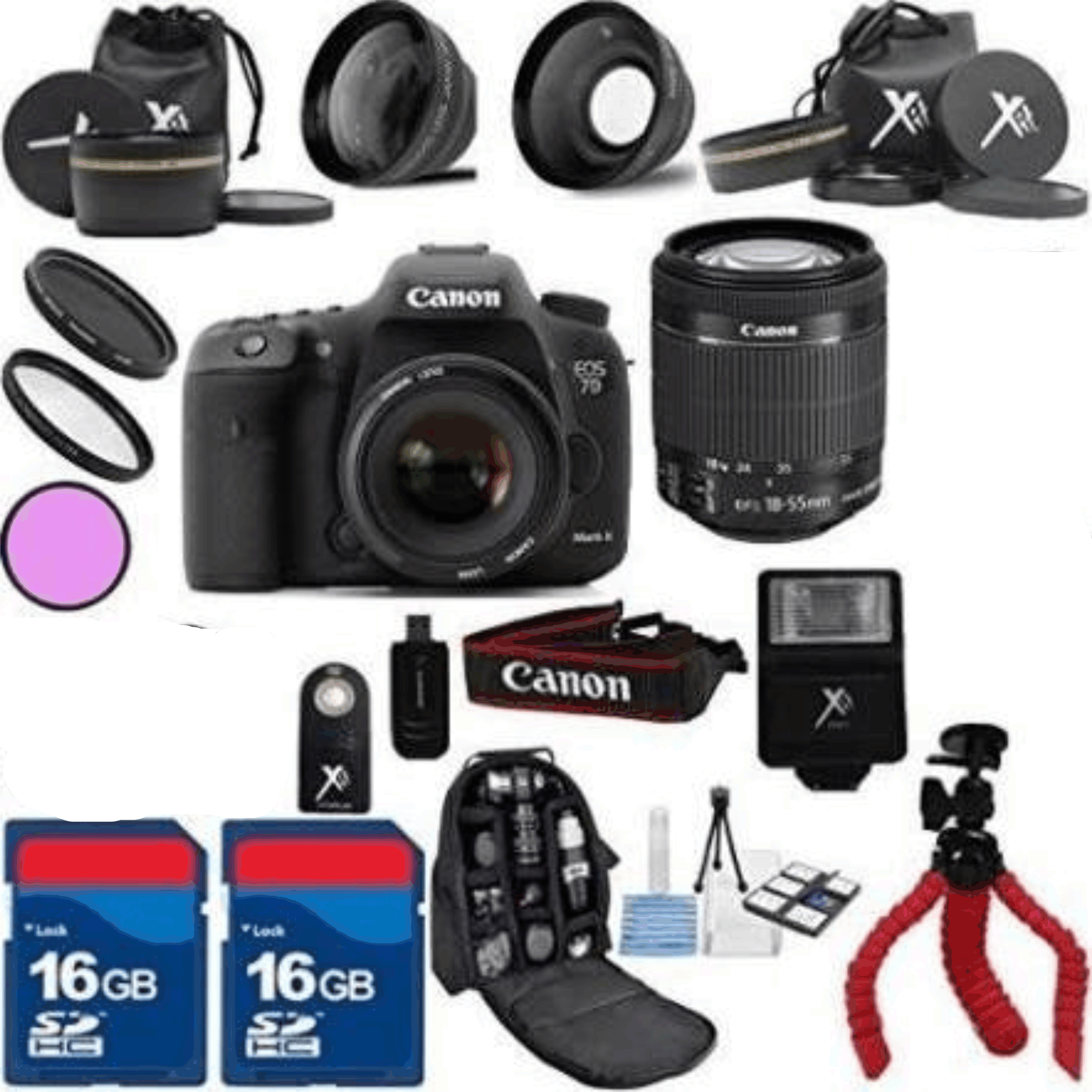 Canon 7D Mark II Camera Body with 18-55mm Is STM Premium Bundle with Deluxe Backpack + 24pc Kit 35