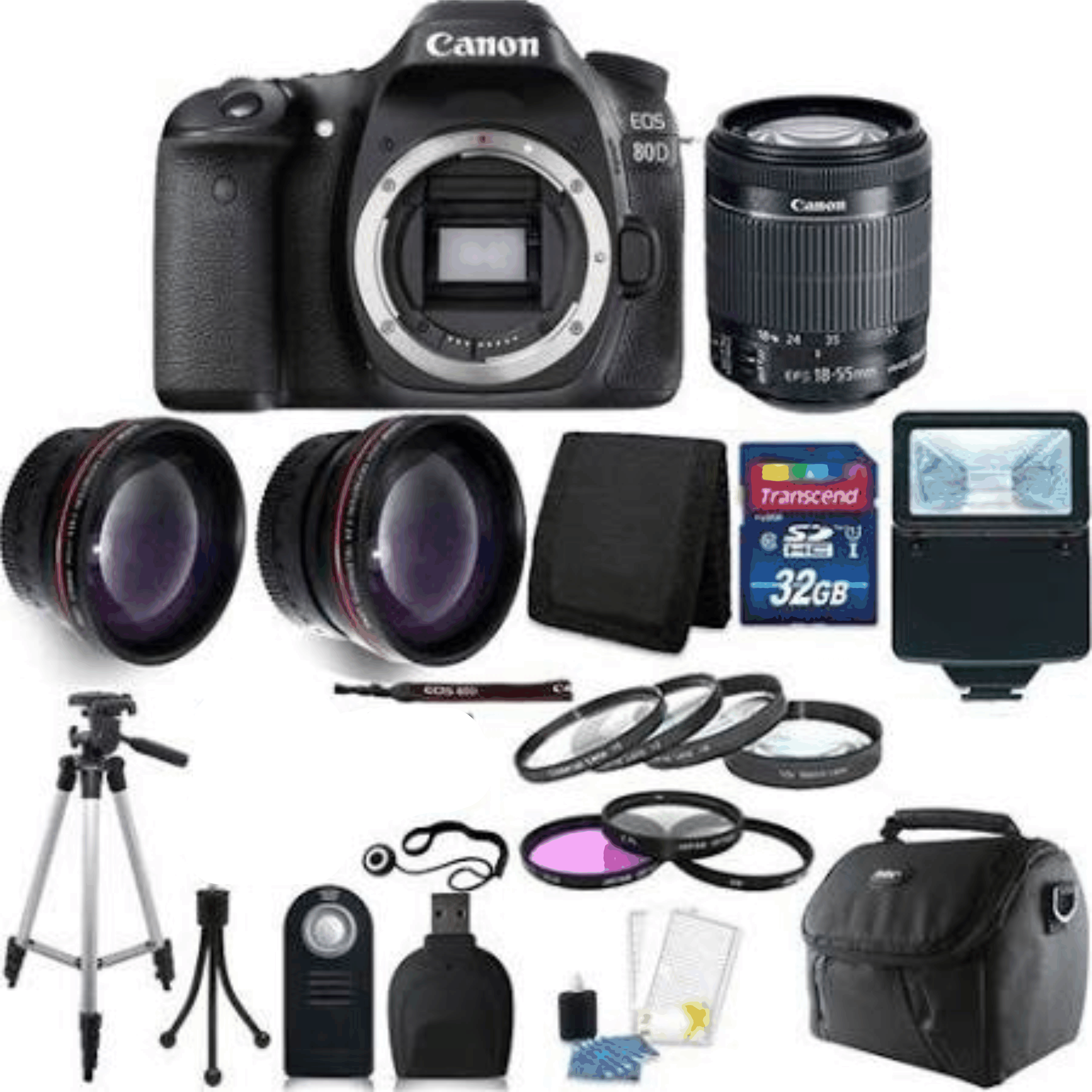 Canon EOS 80D 24.2MP Digital SLR Camera + 18-55mm Lens & 16GB Top Accessory Kit 35