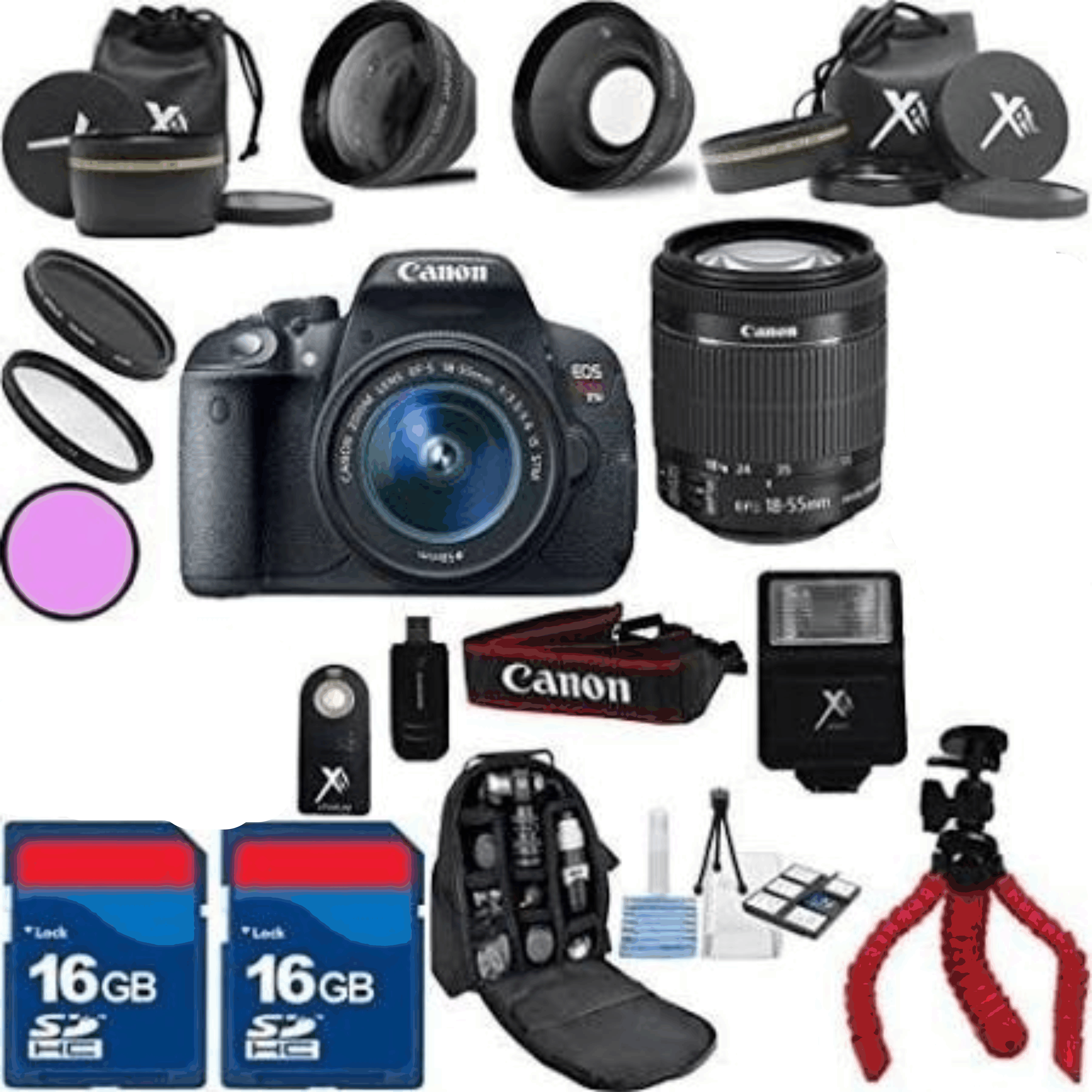 Canon T5i Camera Body with 18-55mm Is STM Lens Bundle with Deluxe Backpack + 3PC Filter Kit + Wide Angle + Telephoto + 2pcs 16GB Memory Cards + 24pc kit 37