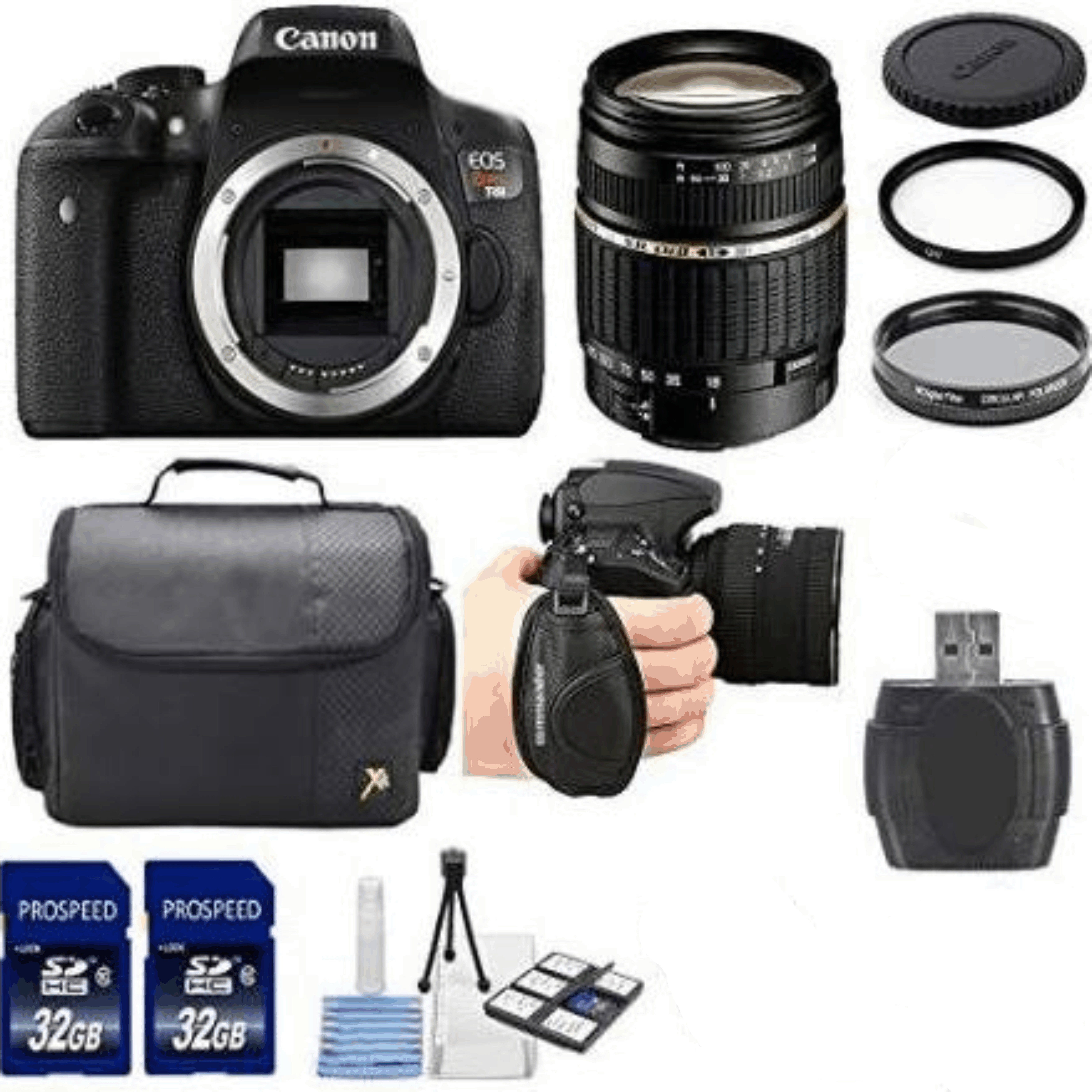 Canon EOS Rebel T6i DSLR Camera with Tamron Zoom Super Wide Angle 18-200mm XR Di-II LD Aspherical (IF) Macro Lens + 2 PC 32 GB Cards + Card Reader kit 37