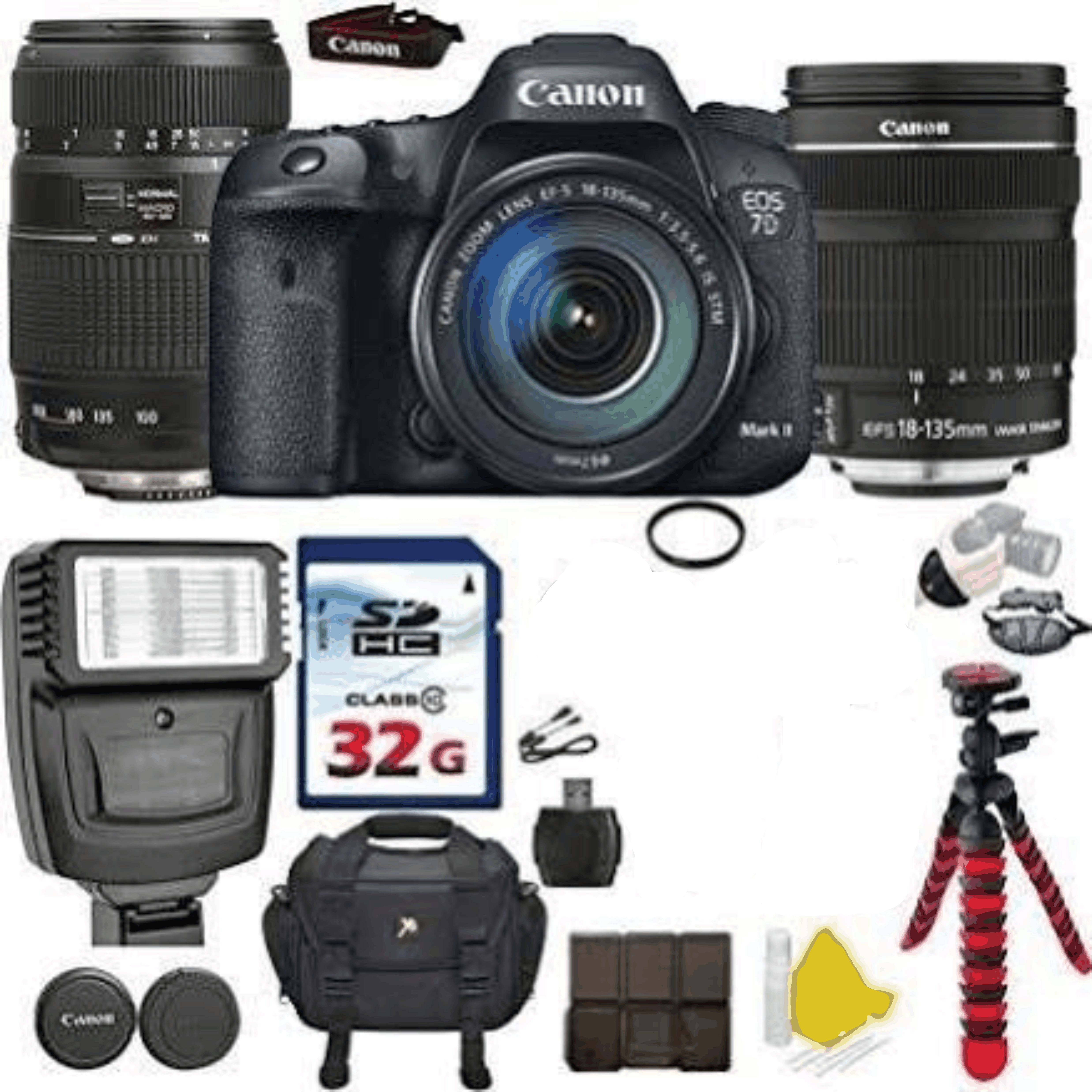 Canon EOS 7D Mark II 20.2MP CMOS Digital SLR Camera with Canon EF-S 18-135mm f/3.5-5.6 Is STM Zoom Lens + Tamron AF 70-300mm f/4-5.6 Di LD Lens kit 38