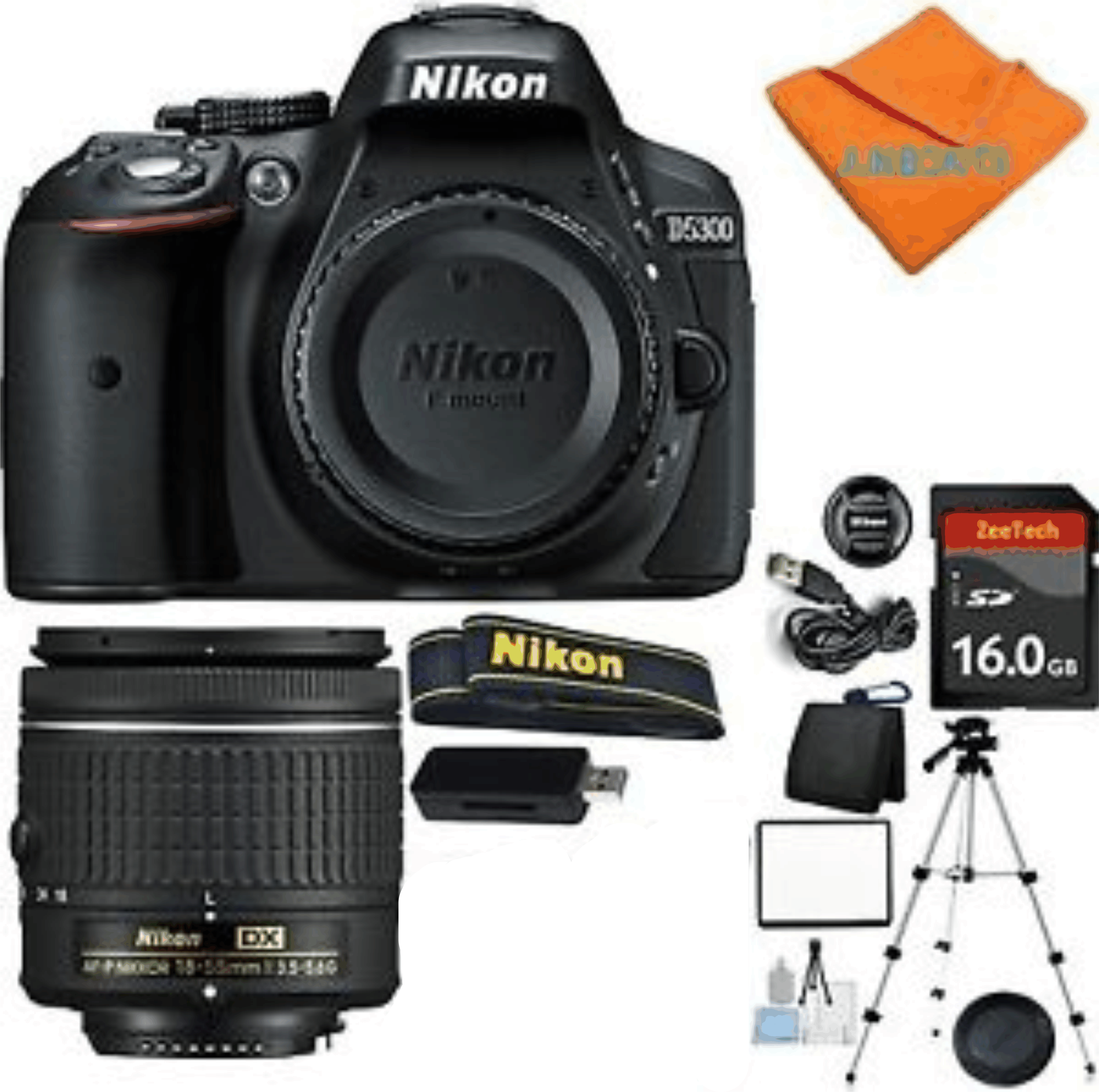 Nikon D5300 Camera Bundle + Nikon AF-P 18-55mm + 16GB Card + Tripod + Reader kit 3