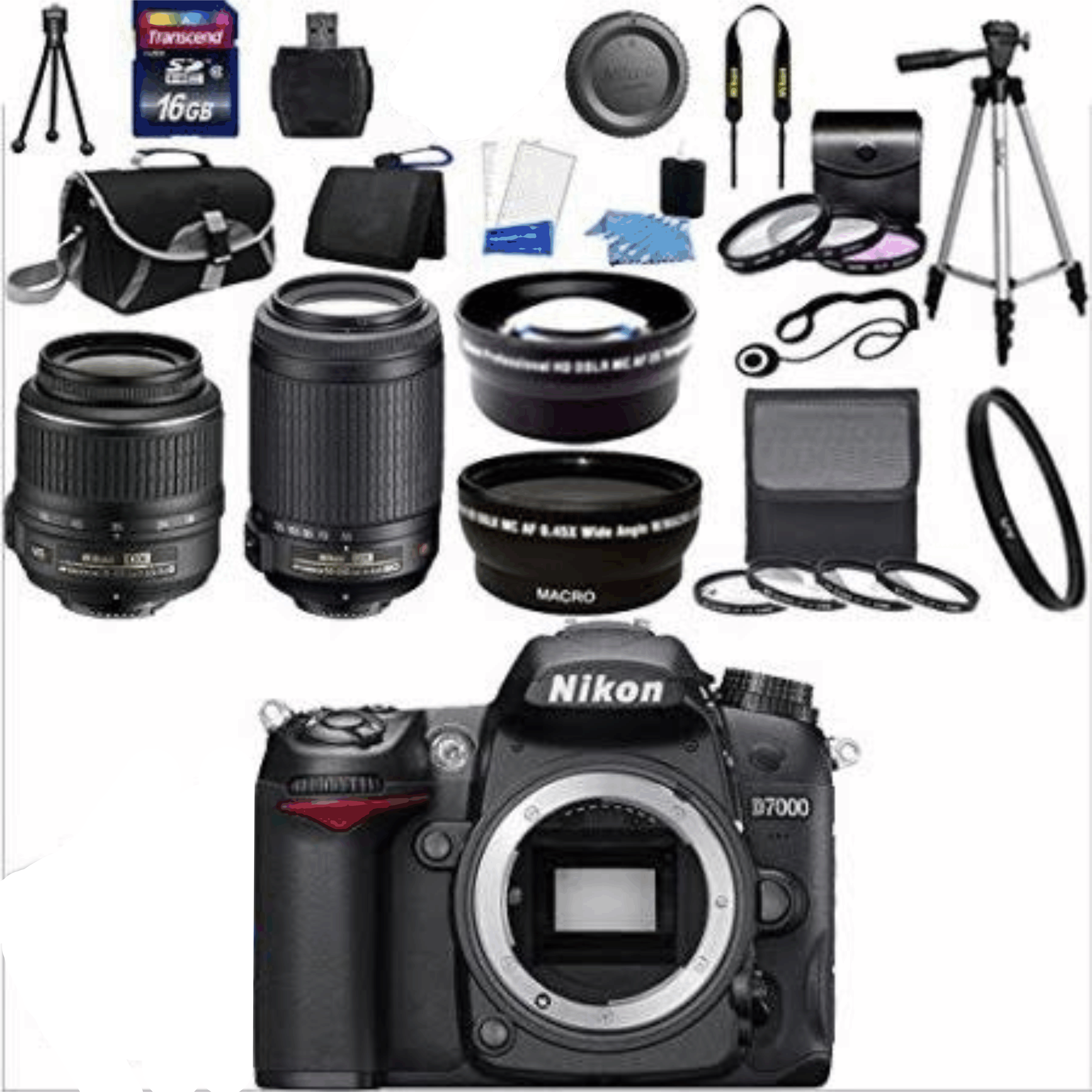 Nikon D7000 16.2MP DX-Format CMOS Sensor Digital SLR Camera (Black) Import Model with 18-55mm f/3.5-5.6G AF-S DX VR and 55-200mm f/4.5-5.6G Ed VR kit 3