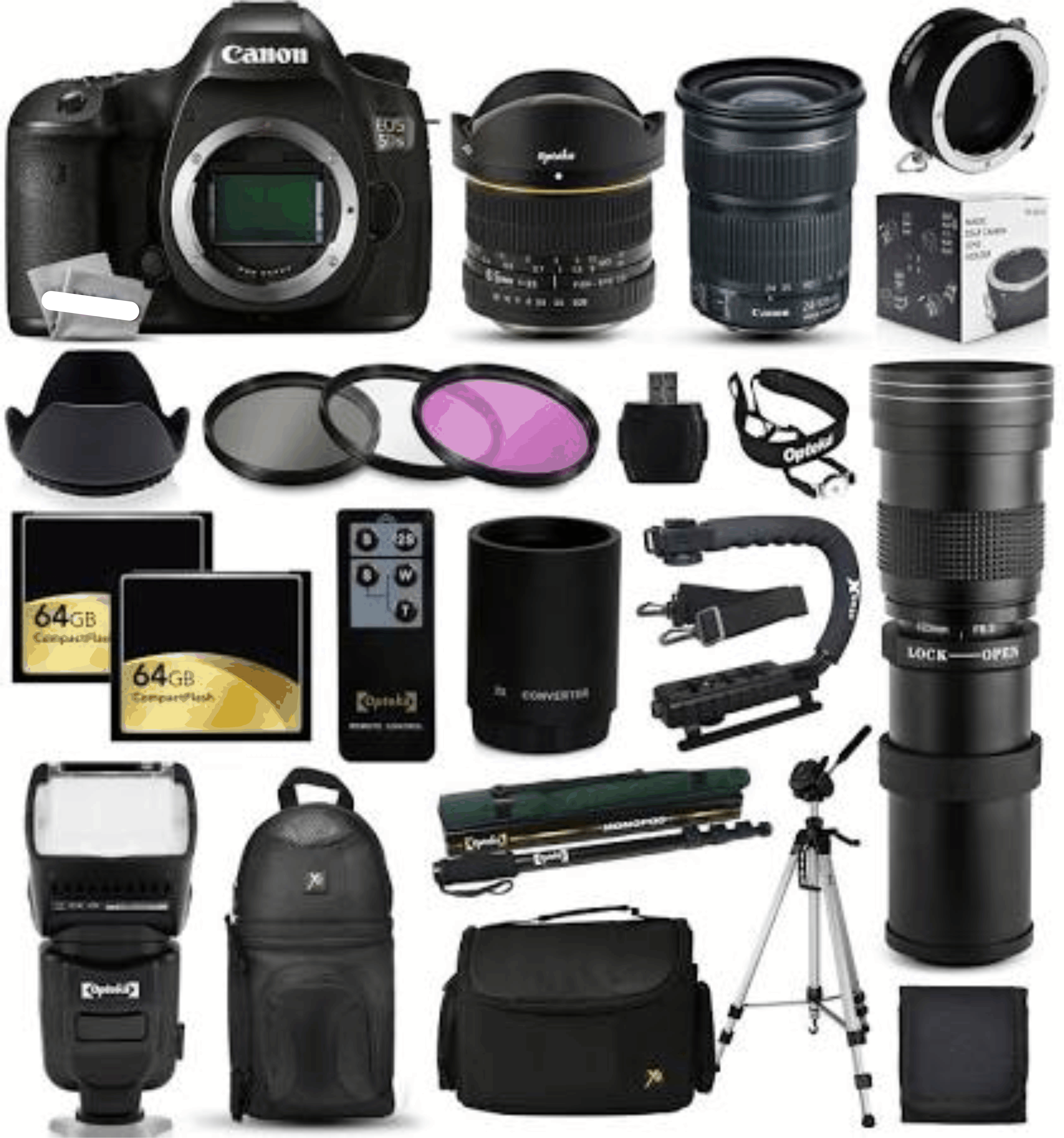 Canon EOS 5DS SLR Digital Camera + 6.5mm Fisheye + 24-105mm STM + 420-1600mm + Case + 128GB Accessory Kit 4