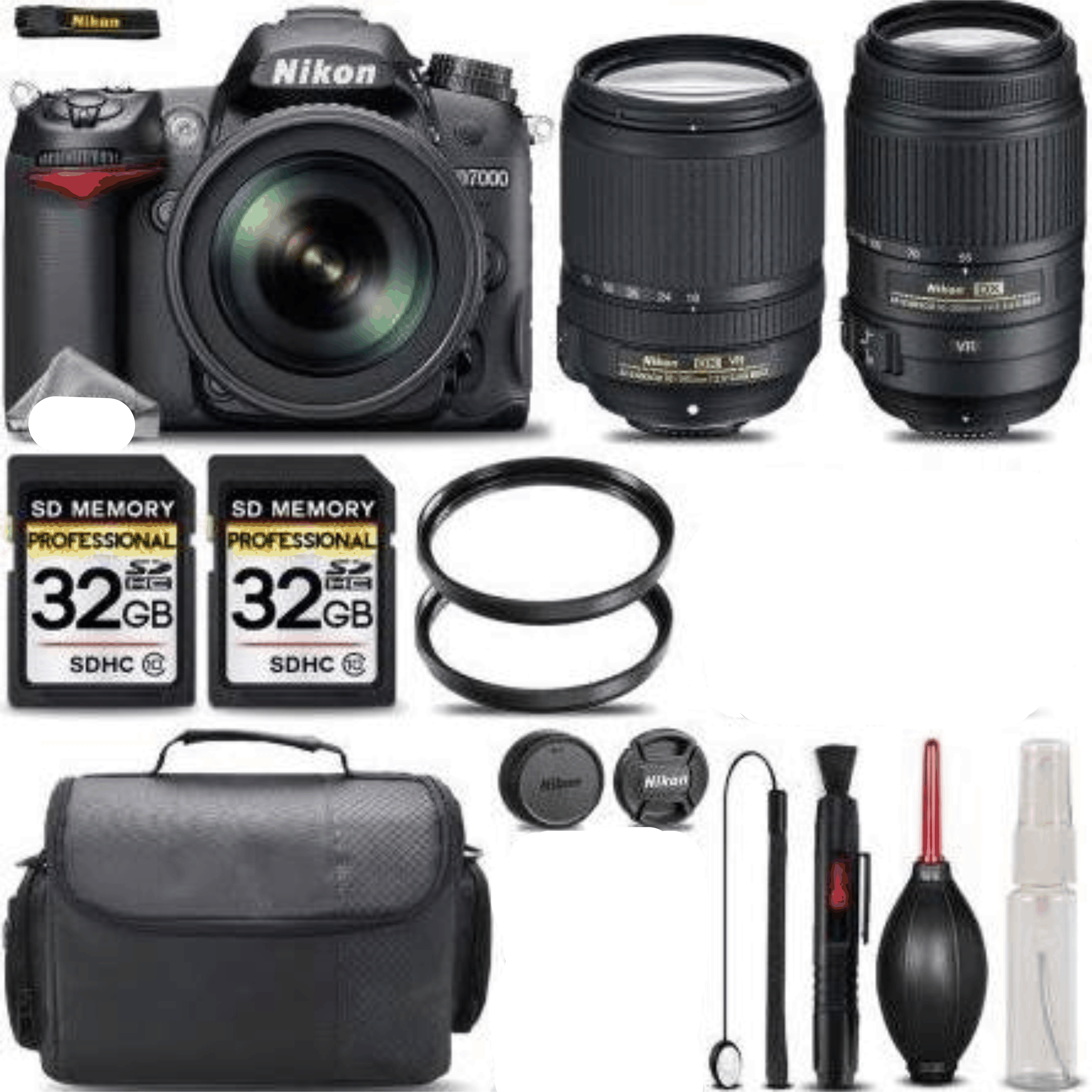 Nikon D7000 DSLR Camera +nikon 18-140mm VR Lens +55-300mm Vr-save Big kit 4