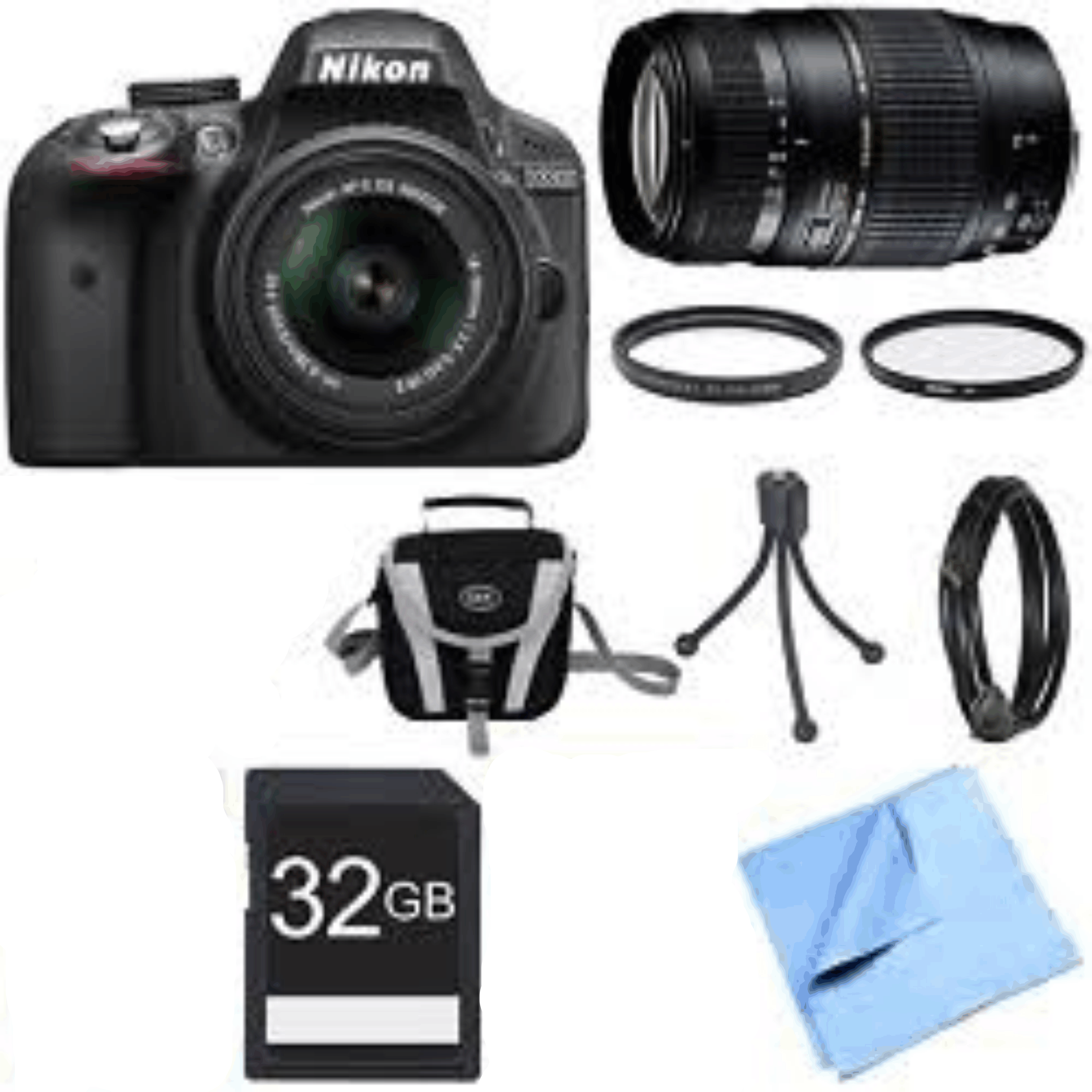 Nikon D3300 DSLR 24.2 MP HD 1080p Camera Black w/ 18-55mm & 70-300mm Bundle kit 5