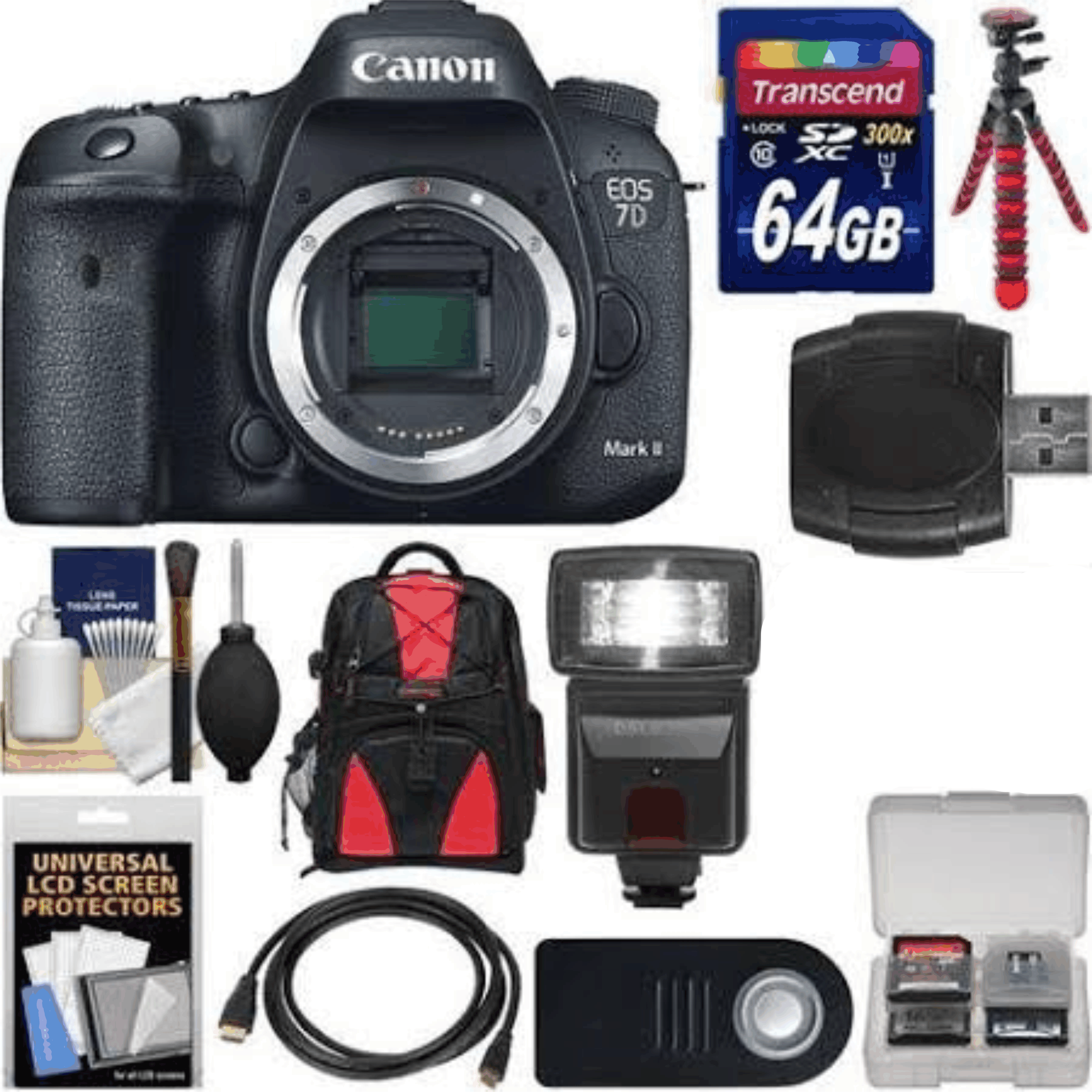 Canon EOS 7D Mark II 20.2MP HD 1080p Digital SLR Camera Body Ultimate 64 GB Bundle kit 5