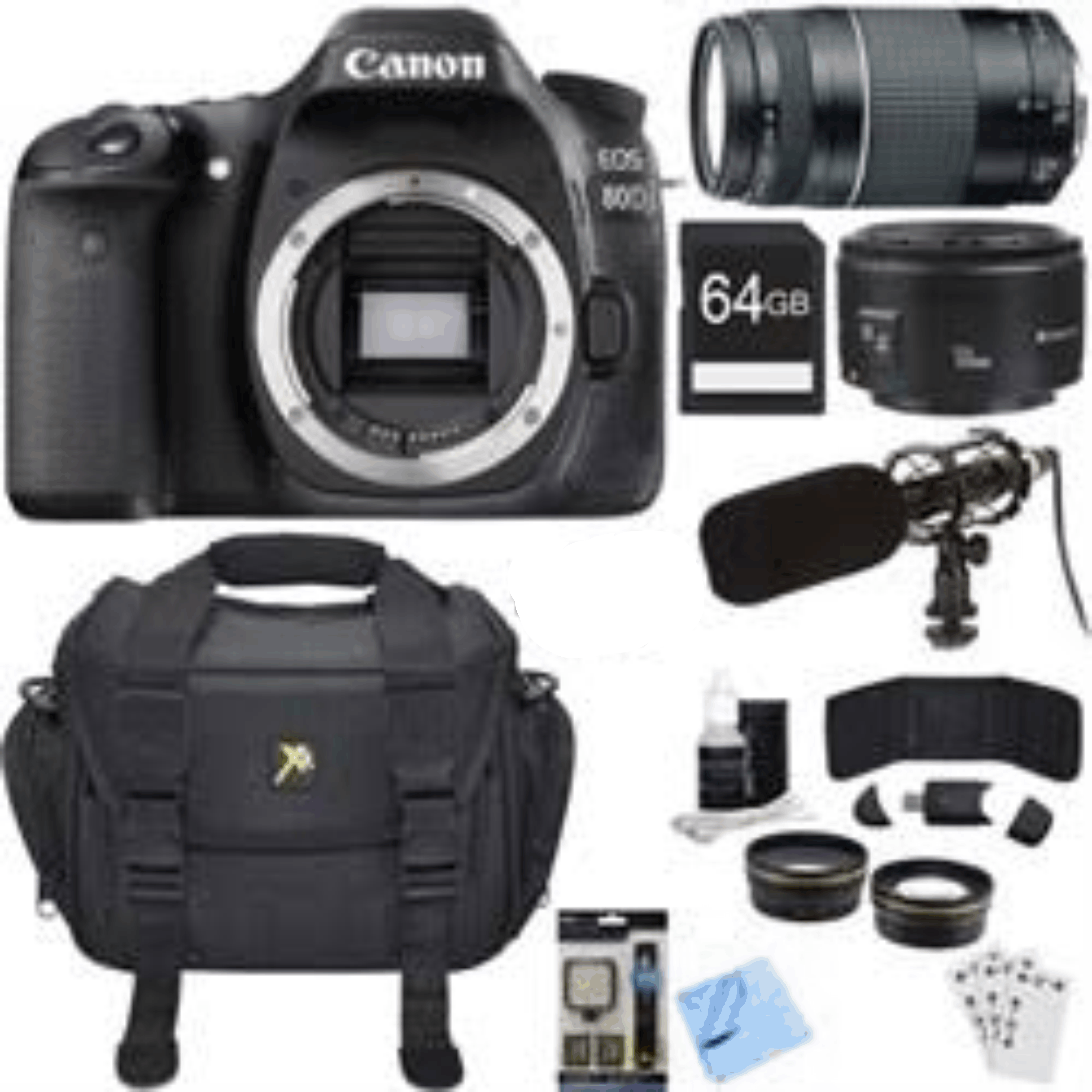 Canon EOS 80D 24.2 MP CMOS Digital SLR Camera Bundle w/ 75-300mm + 50mm Lenses kit 5 