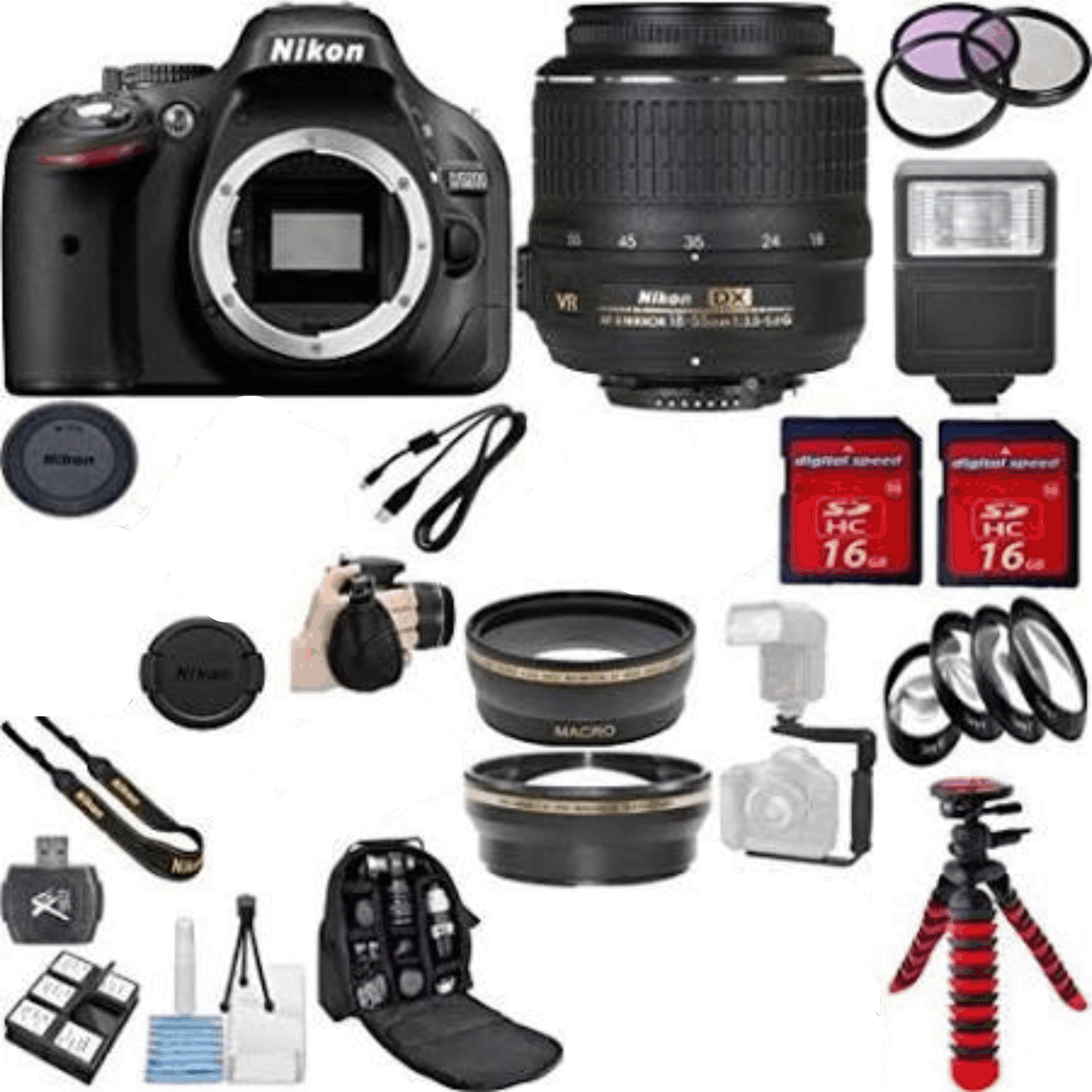 Nikon D5200 24.1 MP CMOS Digital SLR Body (Black) with AF-S DX Nikkor 18-55mm f/3.5-5.6G VR II Zoom Lens Bundle + Power Grip KIT 5