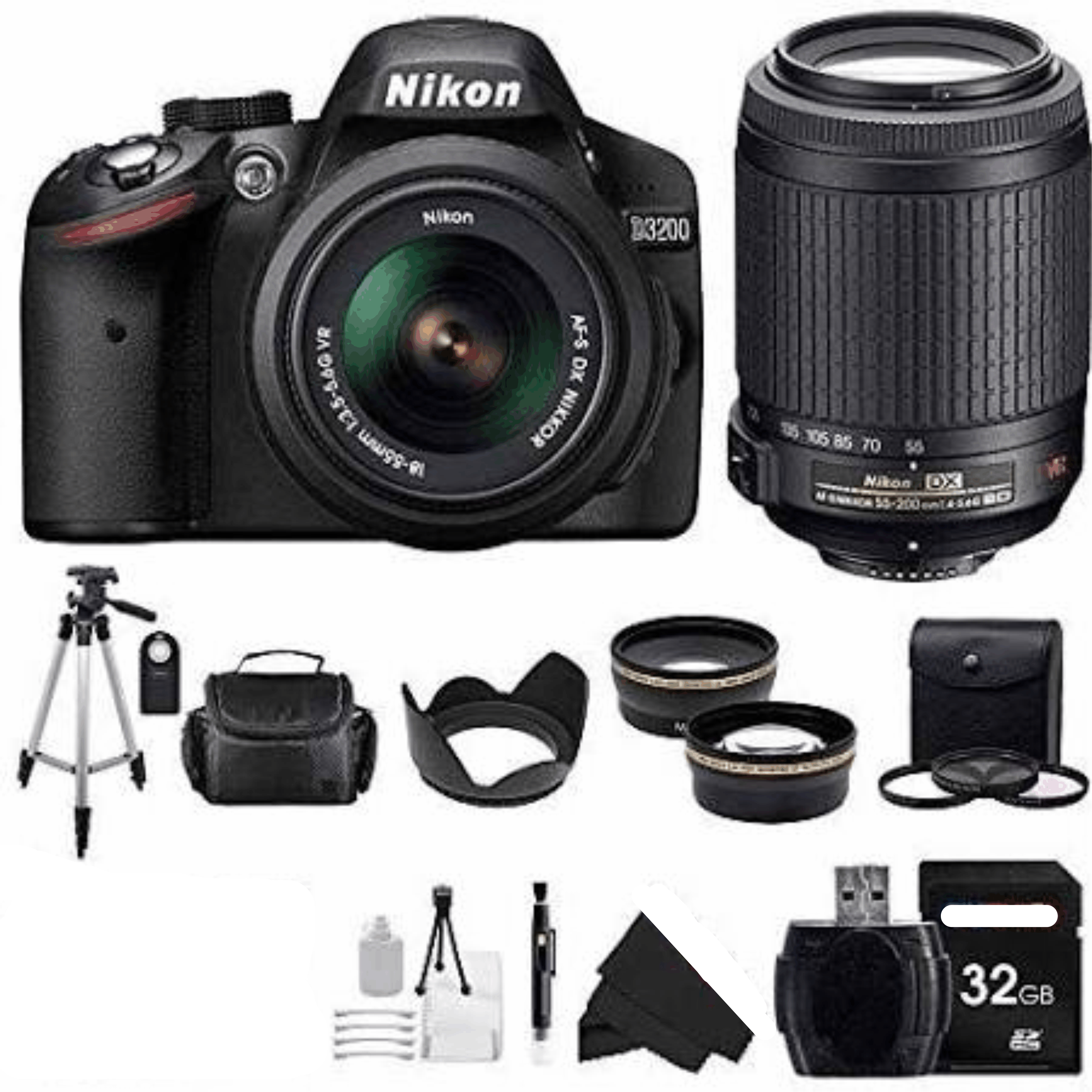 Nikon D3200 24.2 Digital SLR with 18 55mm F 3.5 5.6 AF S DX VR Nikkor Zoom Lens Black KIT 6