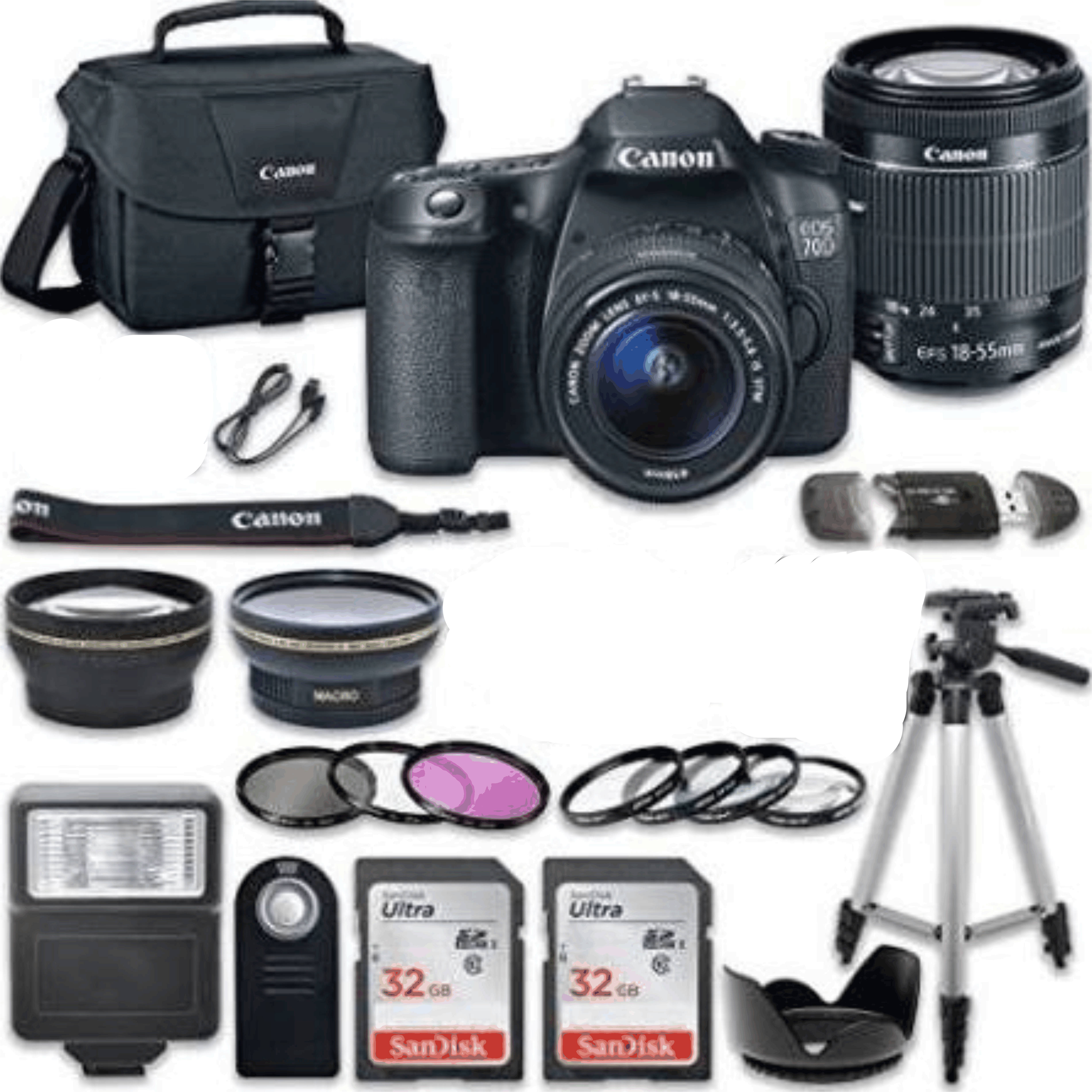 Canon EOS 70D 20.2 MP AF Full HD 1080p DSLR Camera with Canon EF-S 18-55mm f/3.5-5.6 Is STM Lens + 2pc SanDisk 32GB Memory Cards + Accessory Kit 6