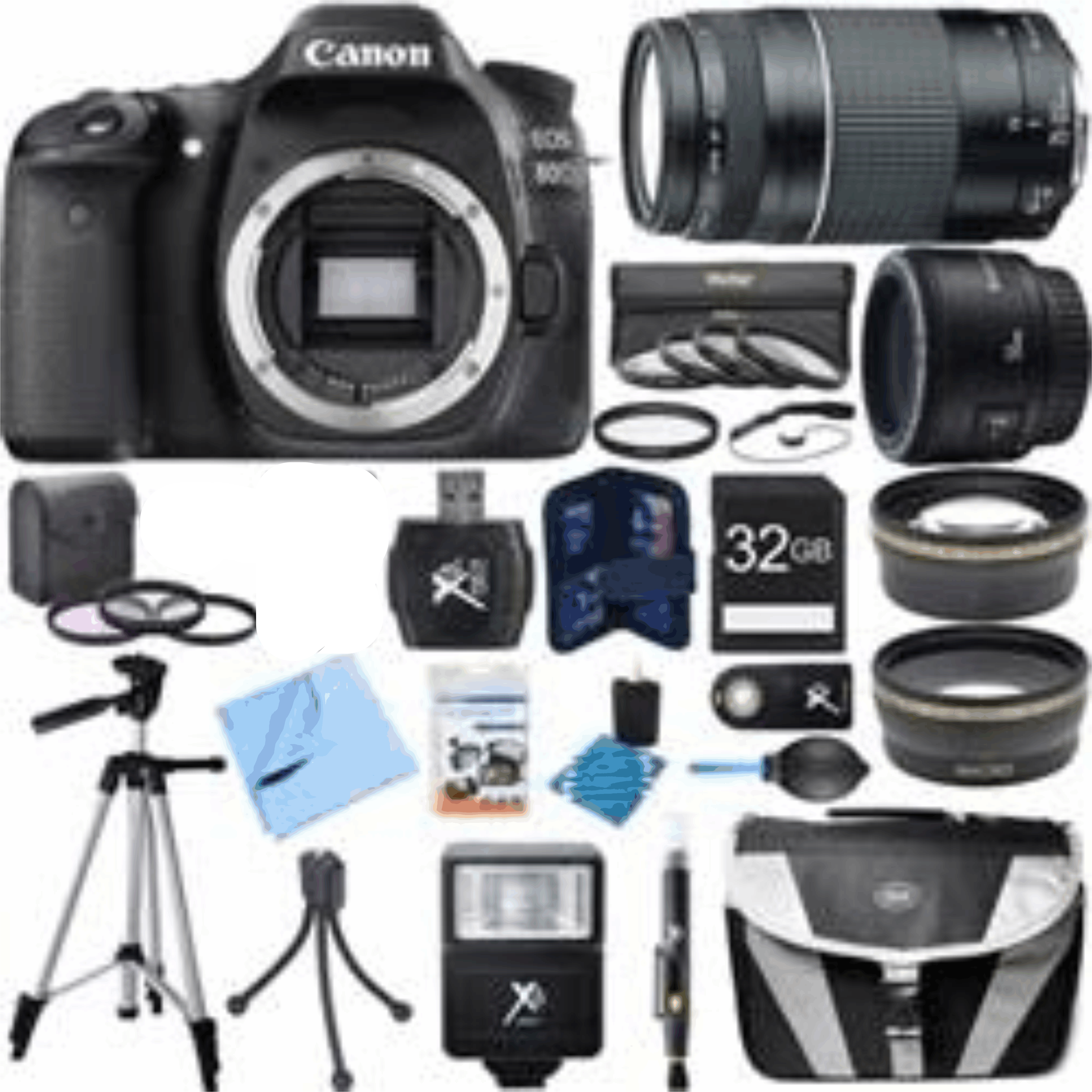 Canon EOS 80D 24.2 MP CMOS Digital SLR Camera w/ 50mm + 57-300mm Lens Super kit 7