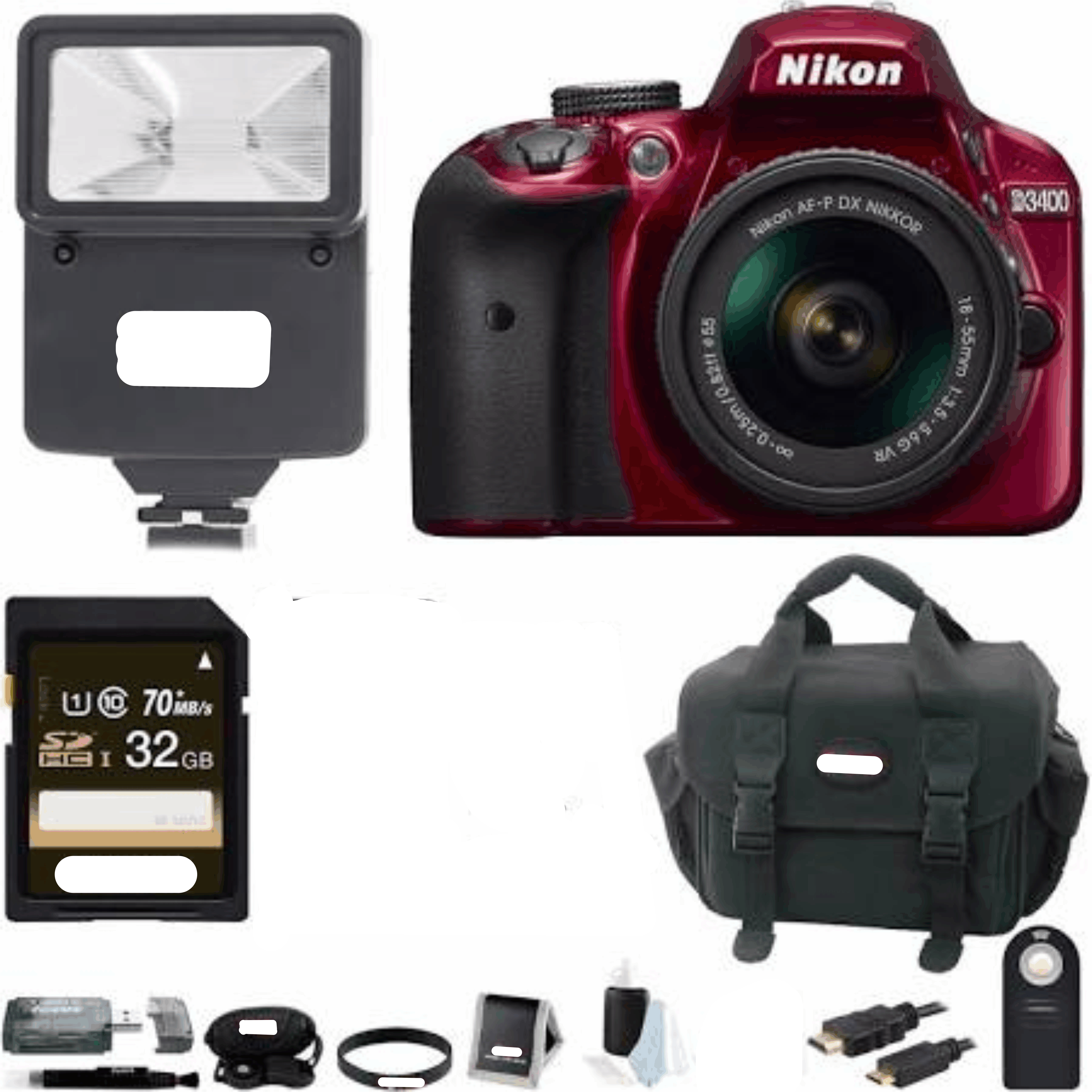 Nikon D3400 DSLR Camera / 18-55mm Lens, Flash and 64GB Bundle kit 8