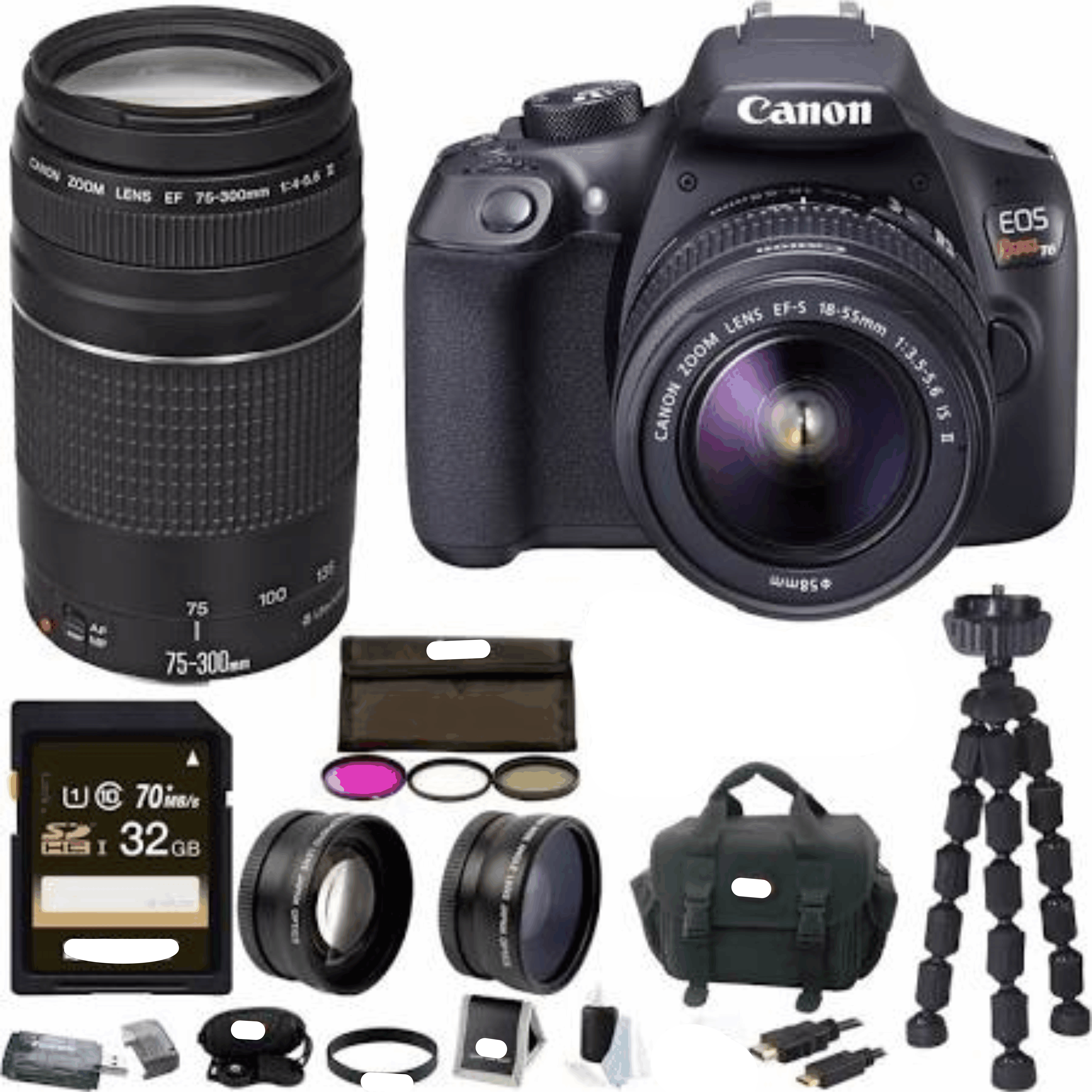 Canon EOS Rebel T6 DSLR Camera w/ 18-55mm & 75-300mm Lenses kit 8