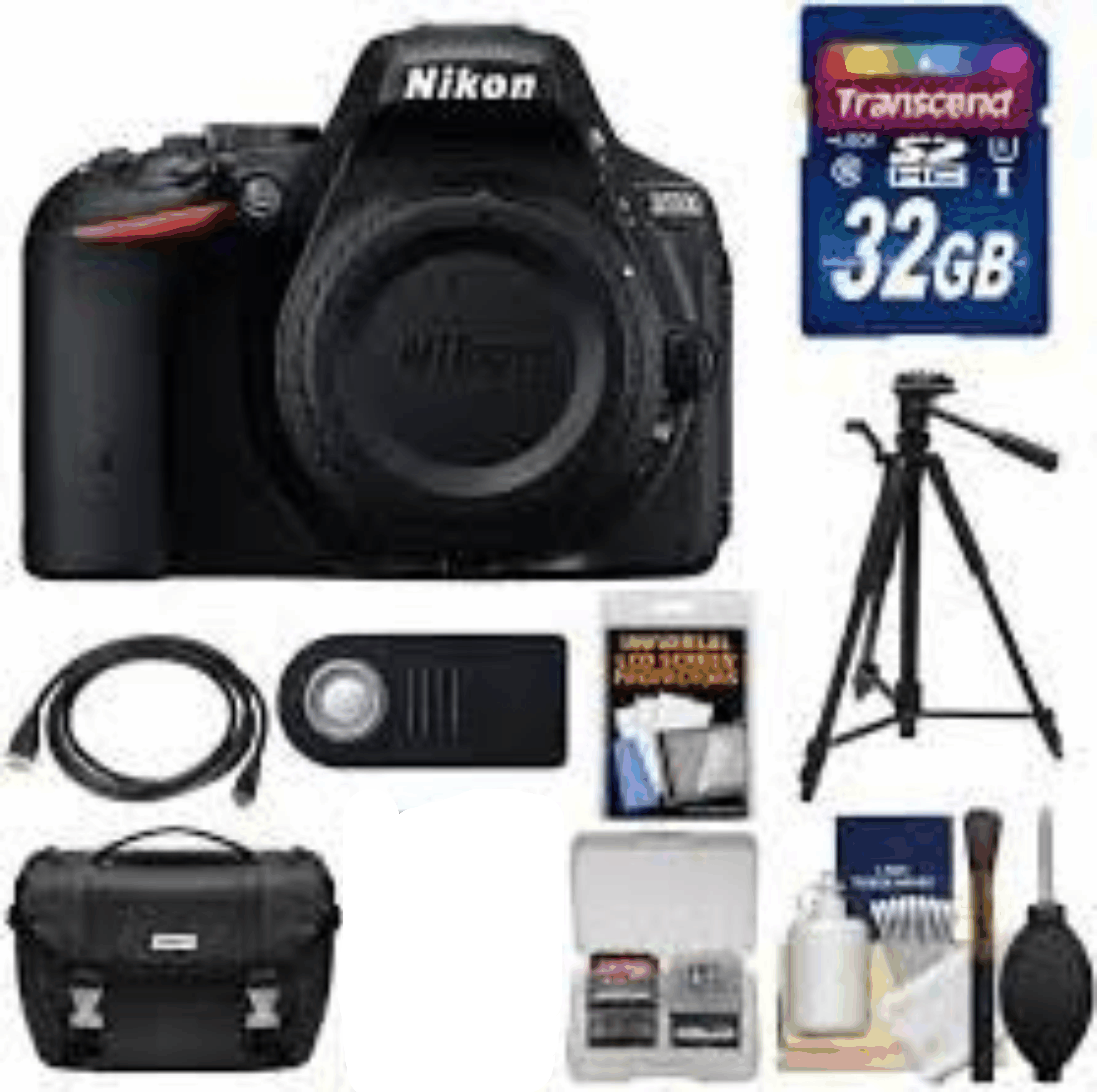 Nikon D5500 Wi-Fi Digital SLR Camera Body (Black) 32GB Card + Case + Tripod +  Kit kit 9