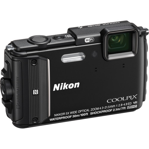  Nikon COOLPIX AW130 Waterproof Digital Camera (Black) 