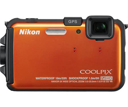 Nikon Coolpix AW100 16.0 MP Compact Digital Camera - 1080p - Orange