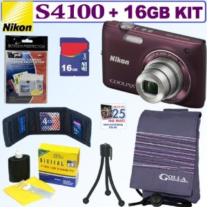 Nikon Coolpix S4100 14MP Digital Camera 16GB Accessory Kit 