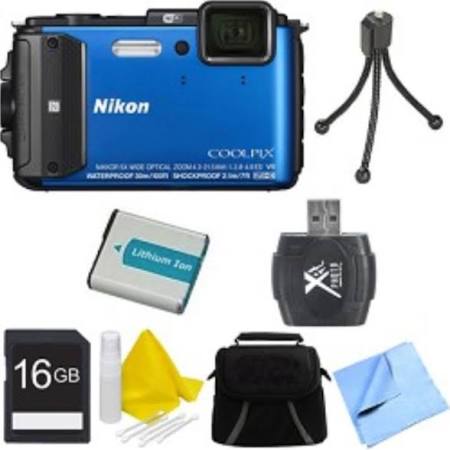  Nikon COOLPIX AW130 Waterproof Shockproof Freezeproof Digital Camera 16GB Bundle Blue 