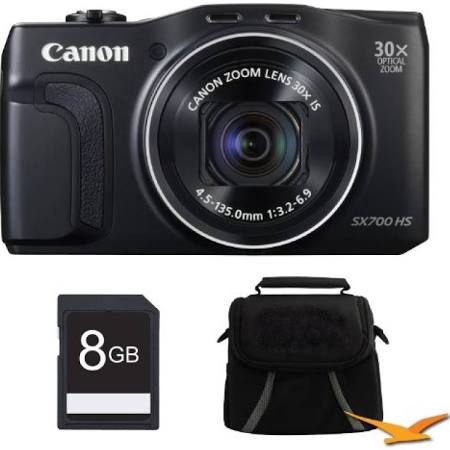 Canon PowerShot SX700 HS 16.1MP HD 1080p Digital Camera Black 8 GB Kit