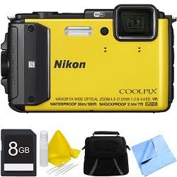  Nikon COOLPIX AW130 Waterproof Shockproof Freezeproof Digital Camera 8GB Bundle Yellow 